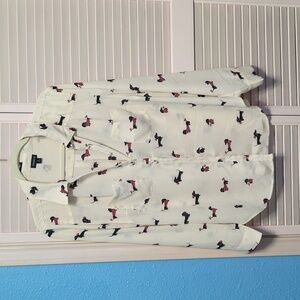 Torrid Cream Dachshund Print Dress Shirt Size 0X (L)